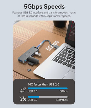 Vention USB 3.0 Hub met 4 Poorten - Hoge Snelheid & Brede Compatibiliteit