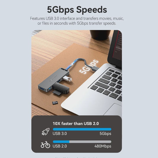 Vention USB 3.0 Hub met 4 Poorten - Hoge Snelheid & Brede Compatibiliteit