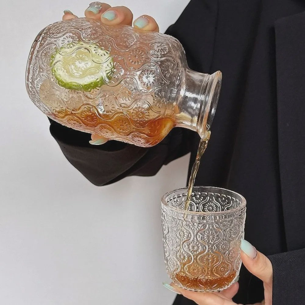 Vintage Glazen Theepot & Nachtkan Set - Stijlvol voor Water, Sap & Koffie