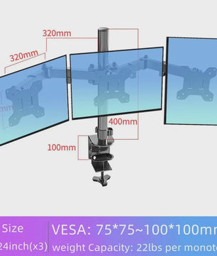 Drievoudige Monitor Bureau Mount - Verstelbare Arm voor 3 Schermen (13-27 inch)