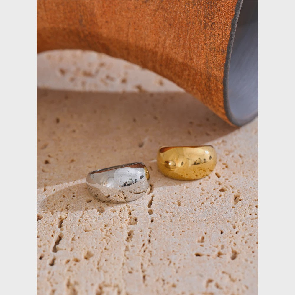 Gouden Chunky Ring - Minimalistisch Design - 18K PVD Plated Roestvrij Staal