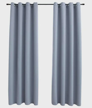 Verduisterende Gordijnen Grijs 140x225cm - Set van 2 met Metalen Ringgordijnen