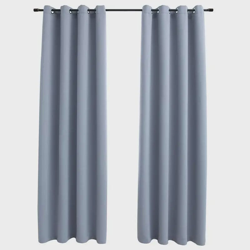 Verduisterende Gordijnen Grijs 140x225cm - Set van 2 met Metalen Ringgordijnen