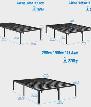 Robuust Metalen Bedframe met Lattenbodem - 37.5cm Opbergruimte
