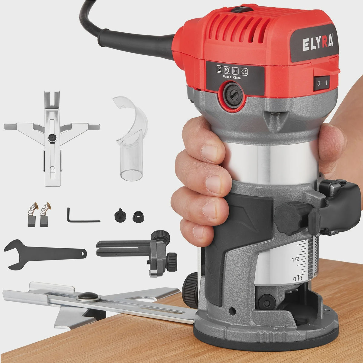 Elektrische Handfrees 710W - Variabele Snelheid & 5 Bitjes voor Houtbewerking