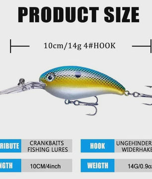Set Crankbait Visloodjes Mix Kleuren - 10cm, 14g Wobbler Jerkbait met Dreg Haken