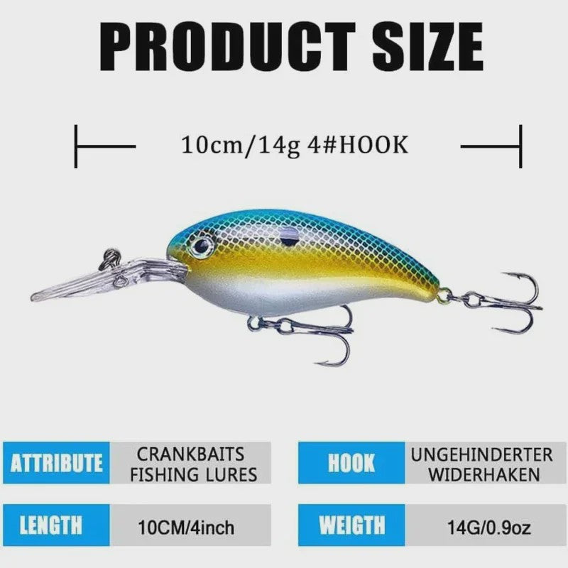 Set Crankbait Visloodjes Mix Kleuren - 10cm, 14g Wobbler Jerkbait met Dreg Haken