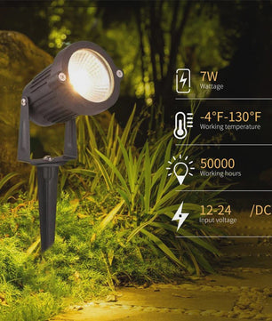 Waterdichte LED Tuinspot 7W Warm Wit met Grondspies - IP65 Buitenverlichting