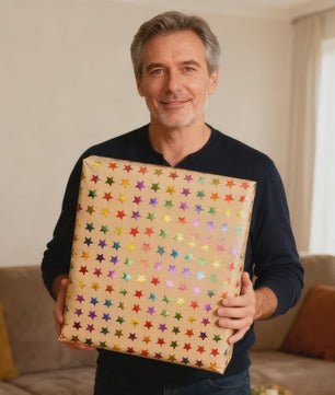 Luxe Cadeaupapier met Goudkleurige Sterren - 43x300 cm