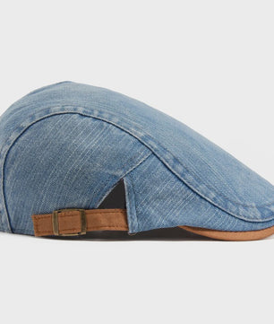 Vintage Denim Newsboy Pet voor Dames en Heren - Casual Platte Vizier Pet, Verstelbaar
