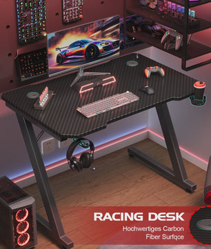 Devoko Gaming Bureau 120x60 cm met Hoofdtelefoonhaak en Carbon Fiber Afwerking