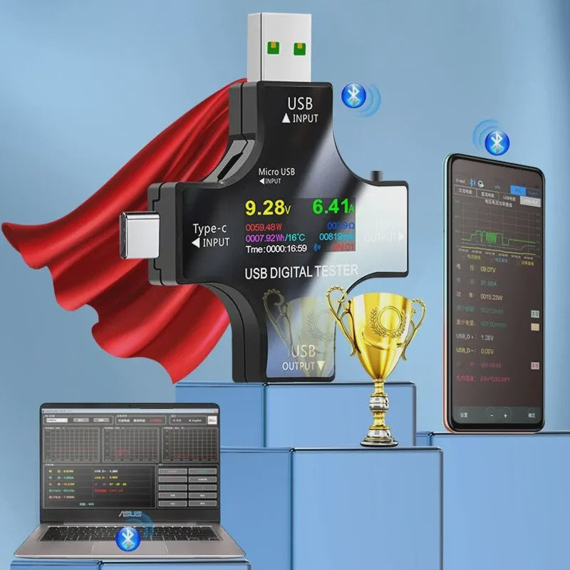 USB Tester Type-C PD Digitale Voltmeter Amperemeter - Meet Capaciteit & Stroom