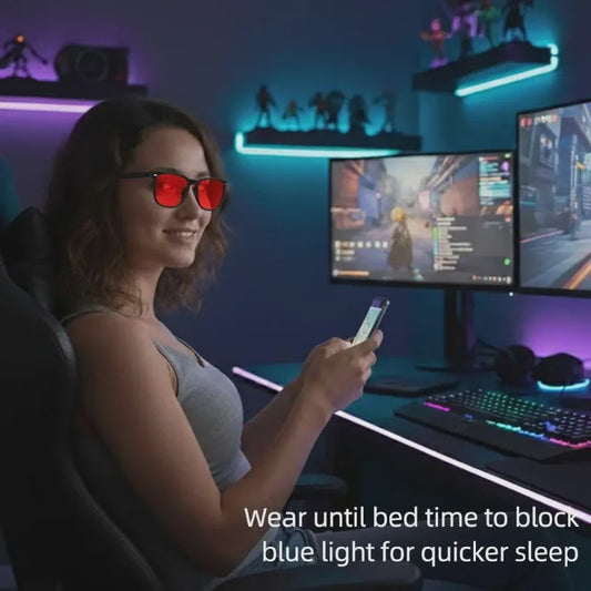 Blauw Licht Blokkerende Bril met Rode Lenzen - Anti Oogvermoeidheid & Beter Slapen voor Computer & Gaming