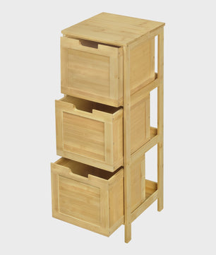 Bamboe badkamerkast met 3 lades - 30x90x30cm - Staand opbergmeubel