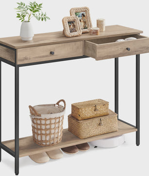 VASAGLE Console Tafel met 2 Lades en Open Plank - Stijlvolle Halmeubel