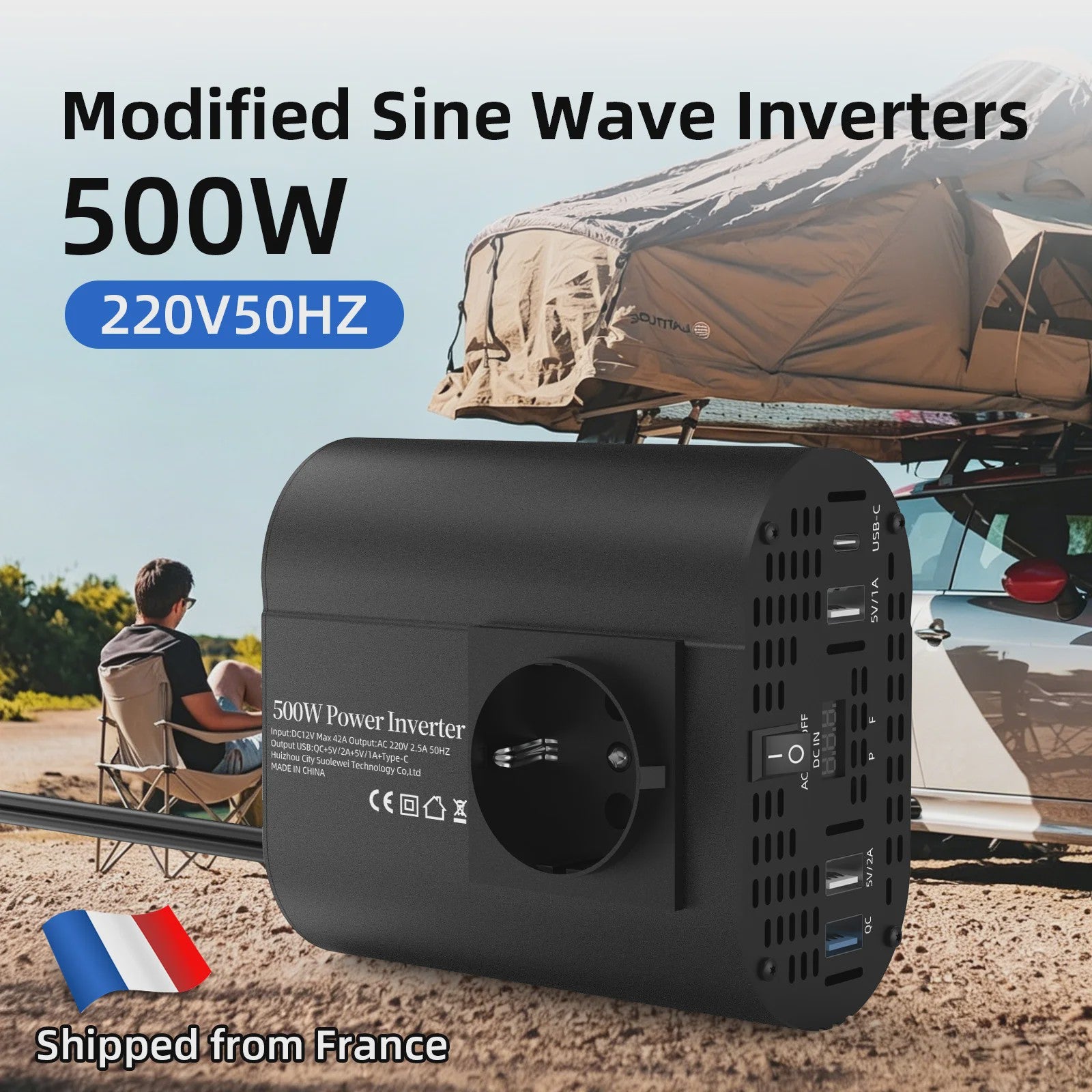 Universele Omvormer 12V naar 220V: 400W, 500W, 1500W voor Auto, Camper & Thuis
