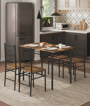 Eetkamer Set: Tafel met 4 Stoelen - Metaal Frame - Compact & Stijlvol