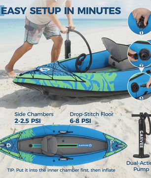 Opblaasbare Kajak voor 1 Persoon - Drop-Stitch Constructie & Complete Set