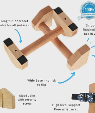 Houten Push-up Stands & Parallettes - Stabiele Grepen voor Thuis Fitness en Krachttraining