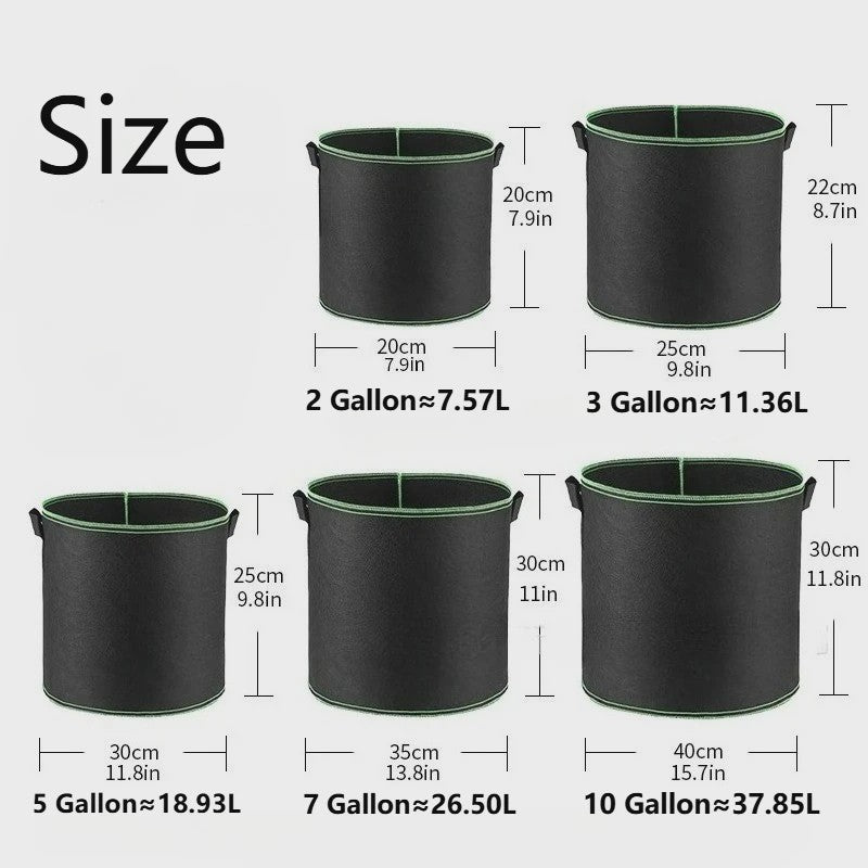 Planten Kweekzakken 2-10 Gallon - Ademend Vilt met Handvatten