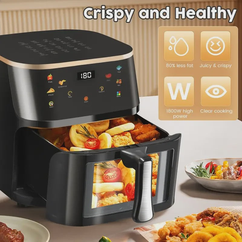 Grote Airfryer 10L met Glazen Venster - Gezond Frituren en Koken