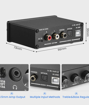 AIYIMA DAC-A2 HiFi DAC & Hoofdtelefoonversterker - USB, Coaxiaal, Optisch