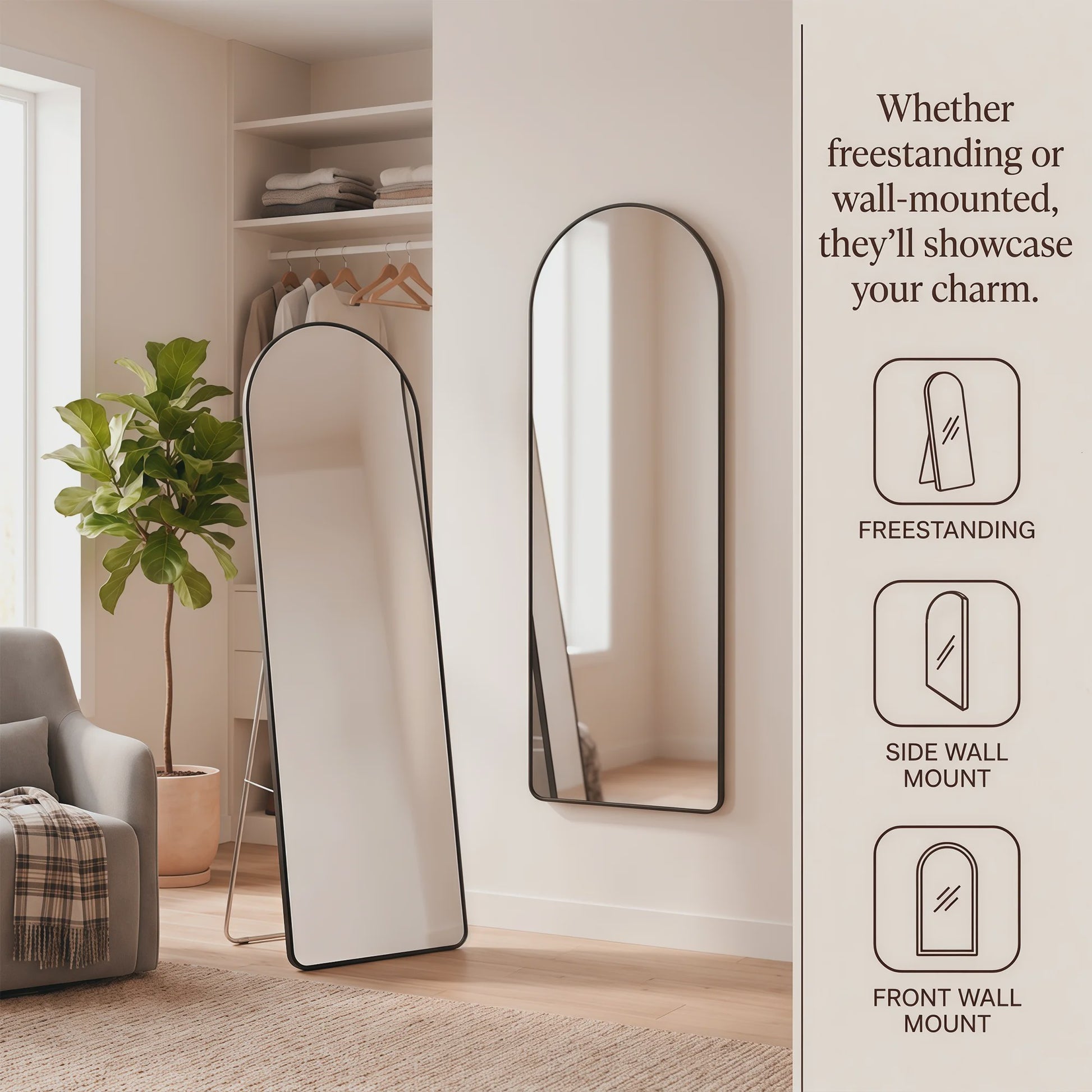 Grote Staande Spiegel 160x48cm - Volledige Lengte Spiegel met Aluminium Frame & HD Glas