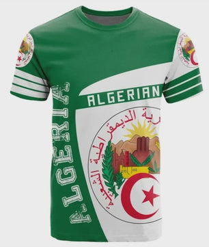 Heren T-shirt met Algerijnse Vlag 3D Graphic - Perfect voor Voetbalfans en Sportieve Gelegenheden