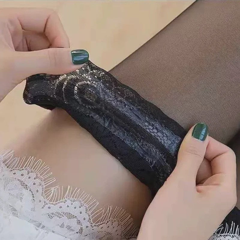 Luxe Kousen met Kantrand - Over de Knie - Transparant & Zijdezacht