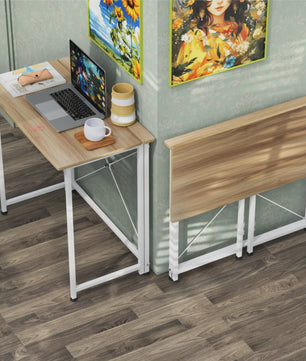 Opvouwbaar Bureau met Wielen en Opbergruimte - 80x45cm - Compact Werkstation