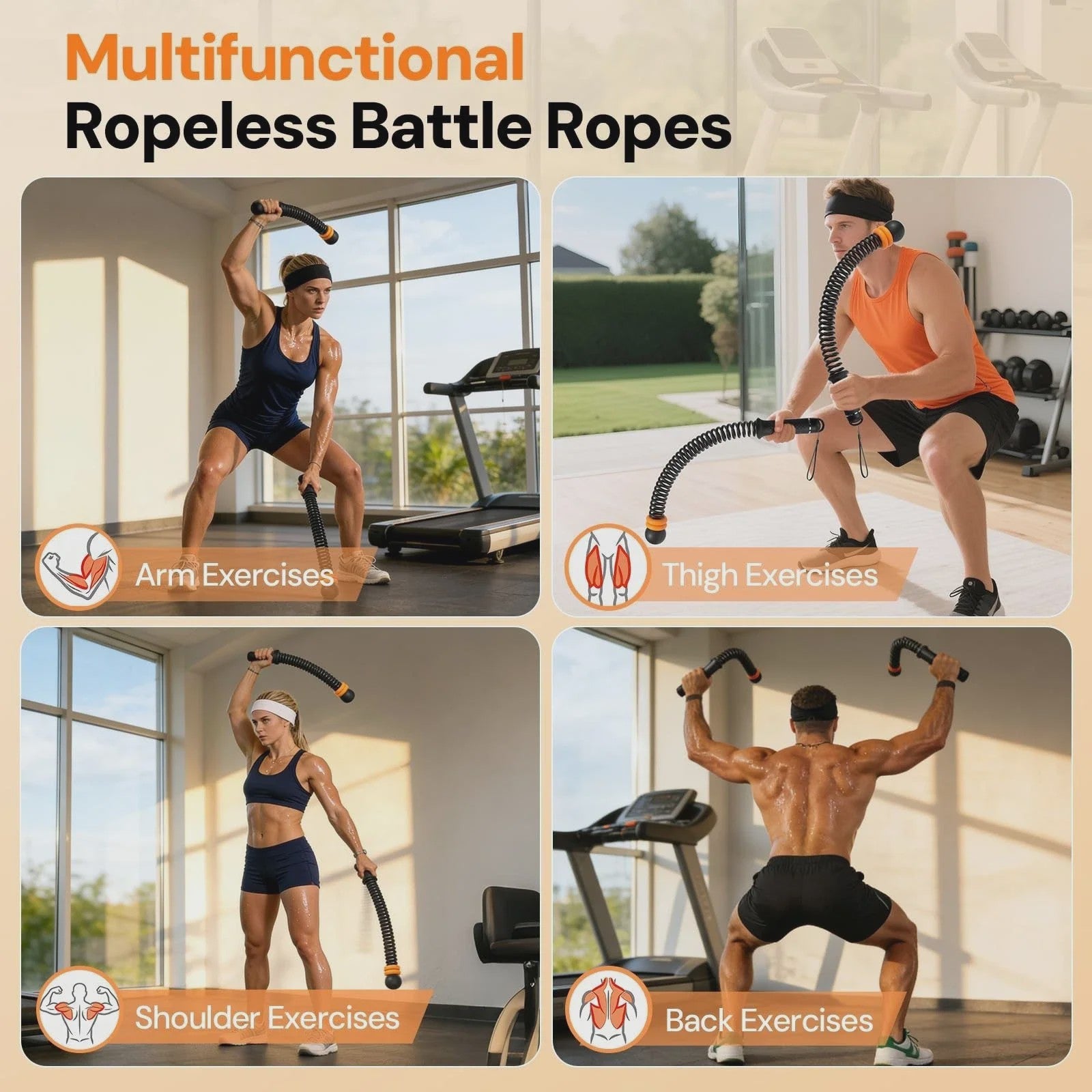 Draadloze Battle Rope Trainingssysteem - Full Body Workout & Krachttraining