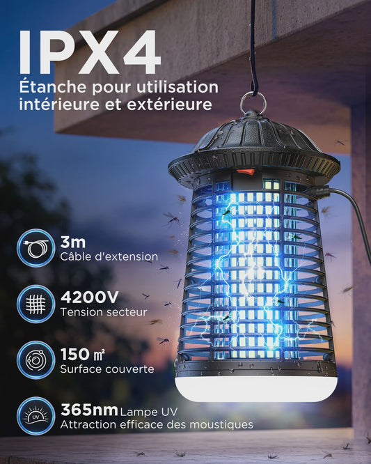 Elektrische Insectenlamp 4200V met LED - Muggenverjager voor Binnen & Buiten