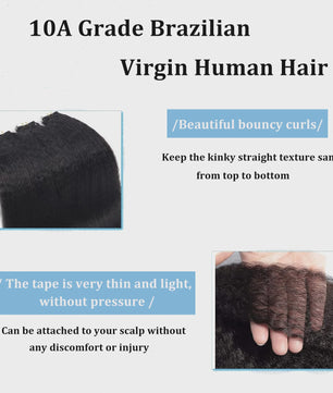 Tape In Kinky Straight Haarverlenging - 100% Braziliaans Remy Menselijk Haar - Zwart