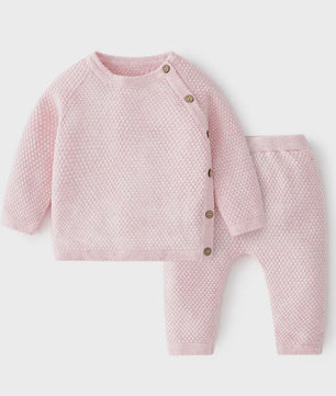 Zachte Katoenen Babykleding Set: Gebreide Trui & Broek voor Lente & Pyjama - Jongen/Meisje