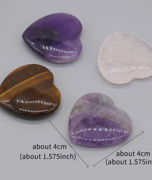Natuursteen Hart Amethist & Rozenkwarts - 40mm Kristal Ornament