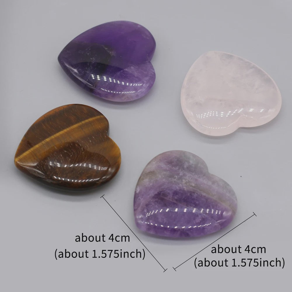 Natuursteen Hart Amethist & Rozenkwarts - 40mm Kristal Ornament