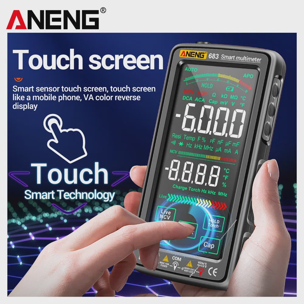 ANENG 683 Slimme Touchscreen Multimeter - Oplaadbaar, 6000 Counts, AC/DC