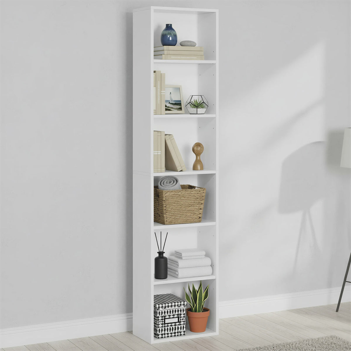 Stijlvolle Open 6-Laags Boekenkast - 40x24x178.5 cm
