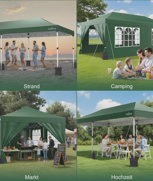 LOEFME 3x6m Pop-Up Partytent Gazebo - Waterdicht, Winddicht met 6 Zijwanden & UV Bescherming