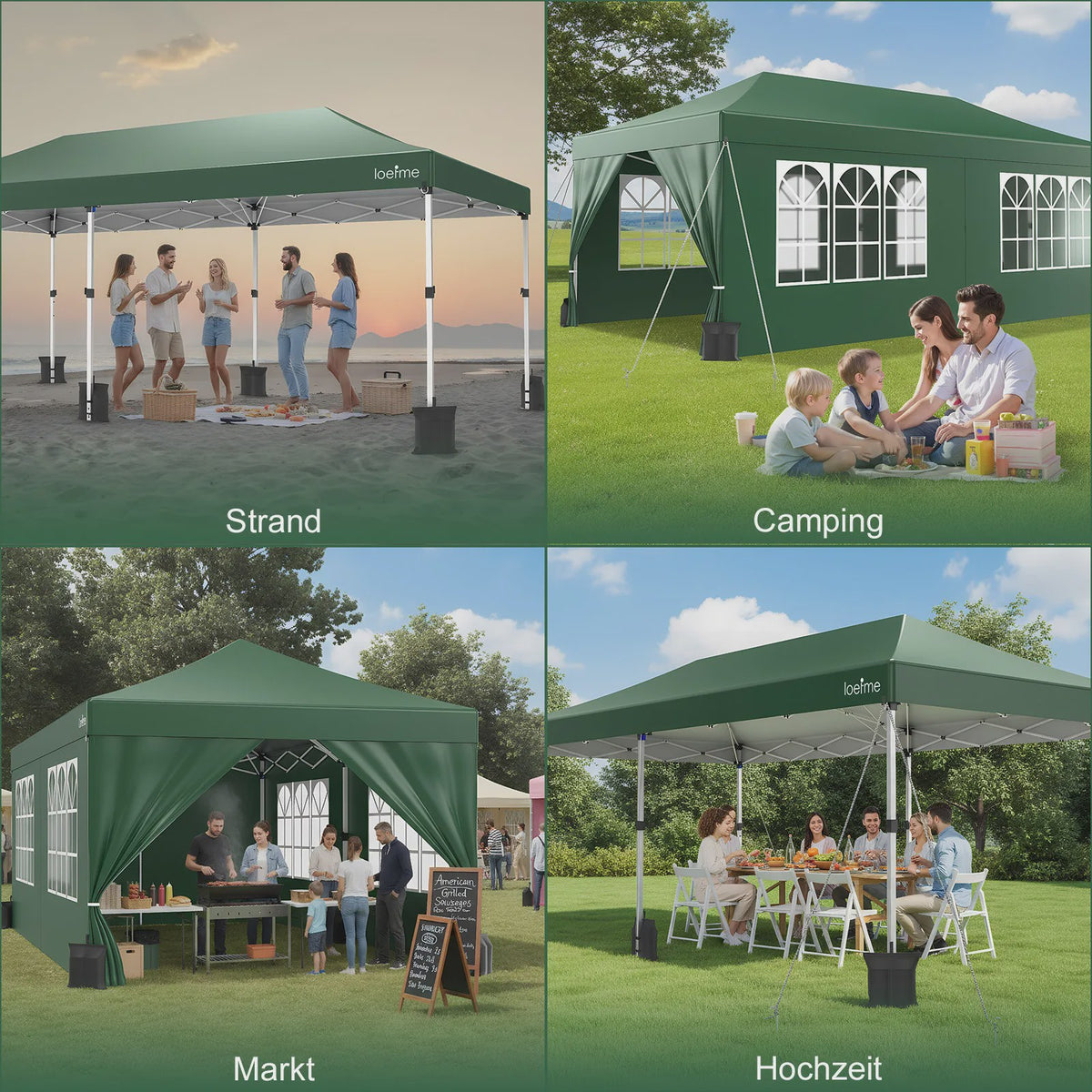 LOEFME 3x6m Pop-Up Partytent Gazebo - Waterdicht, Winddicht met 6 Zijwanden & UV Bescherming