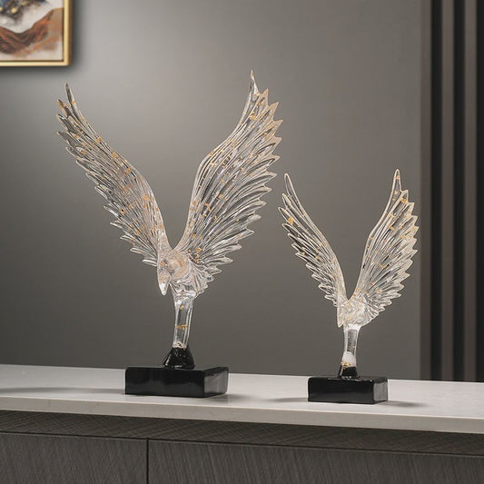 Abstracte Gouden Adelaar Sculptuur - Decoratieve Hars Beeldje voor Thuis