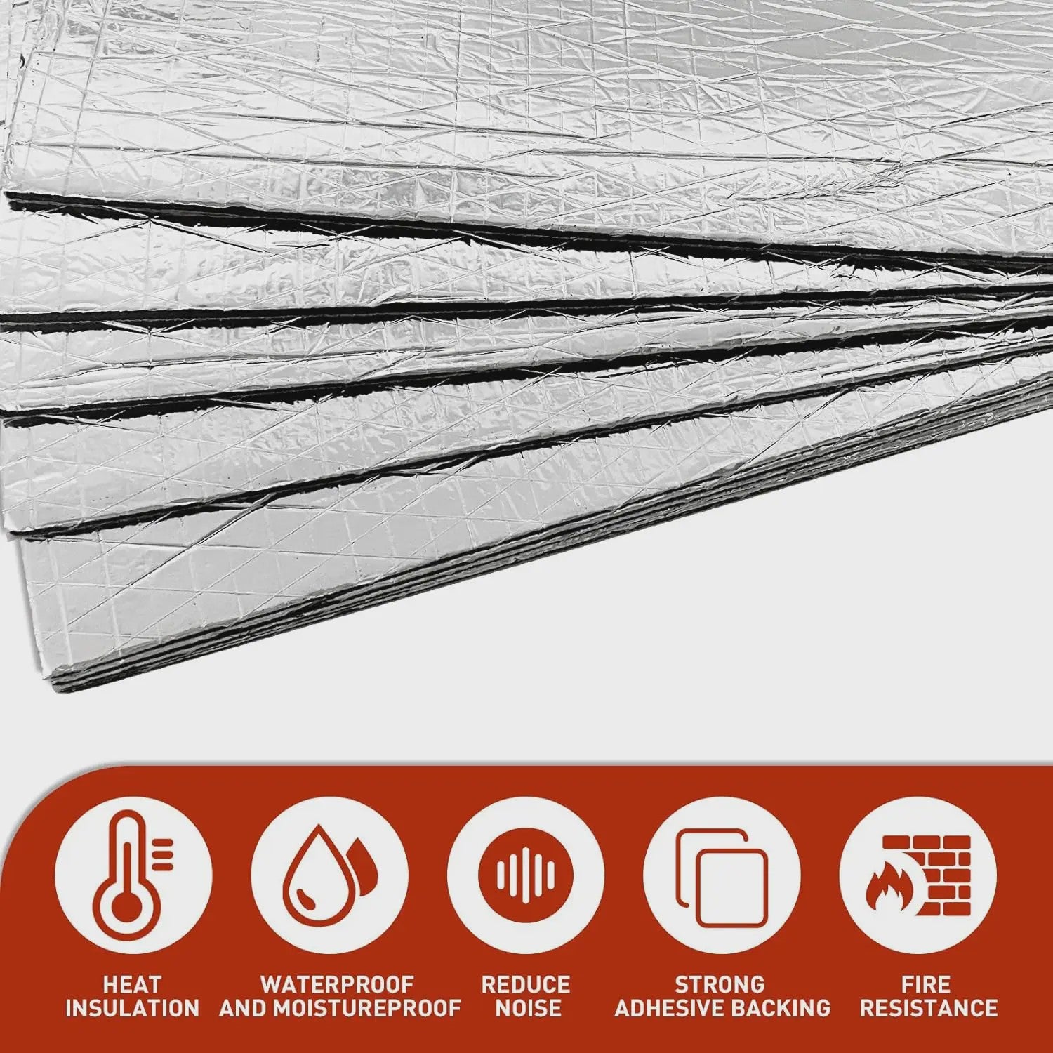 10x Geluidsisolatie Katoen met Aluminiumfolie - Zelfklevend, 25x18.5cm