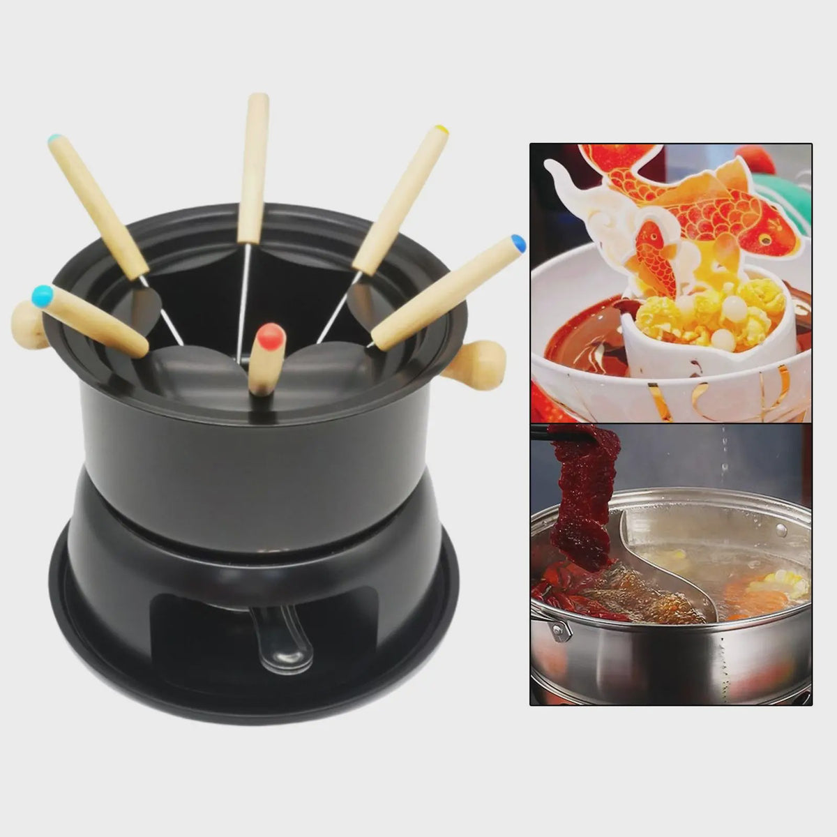 Afneembare Fondueset met 6 Vorken - Voor Chocolade, Kaas & Meer