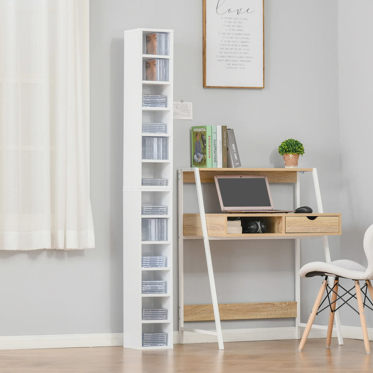 HOMCOM Set van 2 Smalle Boekenkasten/Opbergkasten met 6 Vakken per stuk