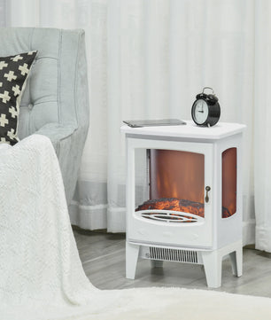 Elektrische Sfeerhaard Neo-Retro Stijl - Wit, 900W met Verstelbare LED Vlammen