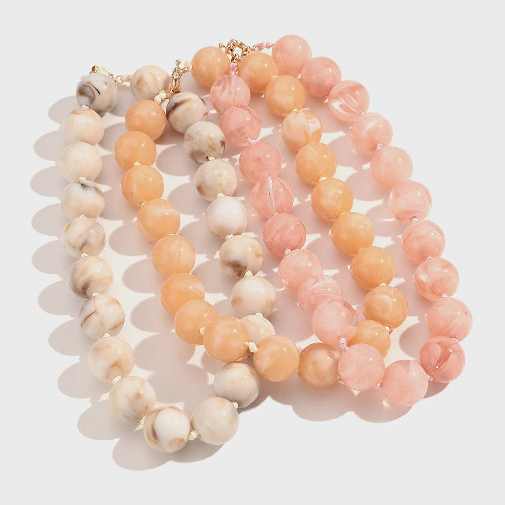 Trendy Multicolor Statement Ketting met Grote Ronde Kralen - Handgemaakt