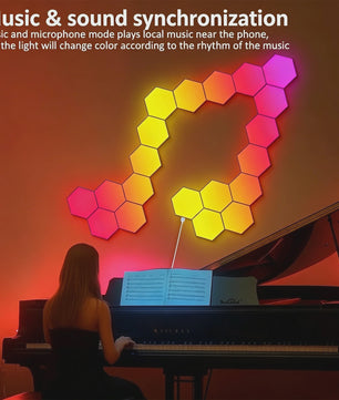 Modulaire Hexagon LED Wandlampen - RGB, Muziek Sync, App Bediening & USB