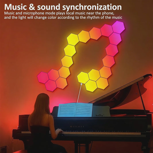 Modulaire Hexagon LED Wandlampen - RGB, Muziek Sync, App Bediening & USB