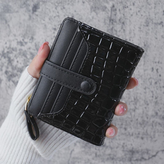 Compacte Portemonnee met Kroko Print - Kaarthouder & Muntportemonnee voor Dames