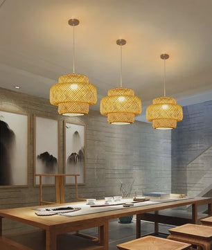 Moderne Bamboe Hanglamp - Handgeweven Kunst & Sfeervolle Verlichting